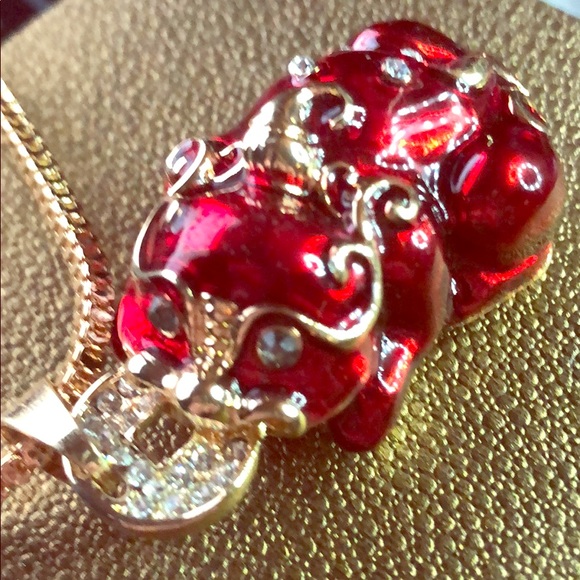 Betsey Johnson Chinese Foo dog Pig Red Gold NWT - Picture 2 of 8